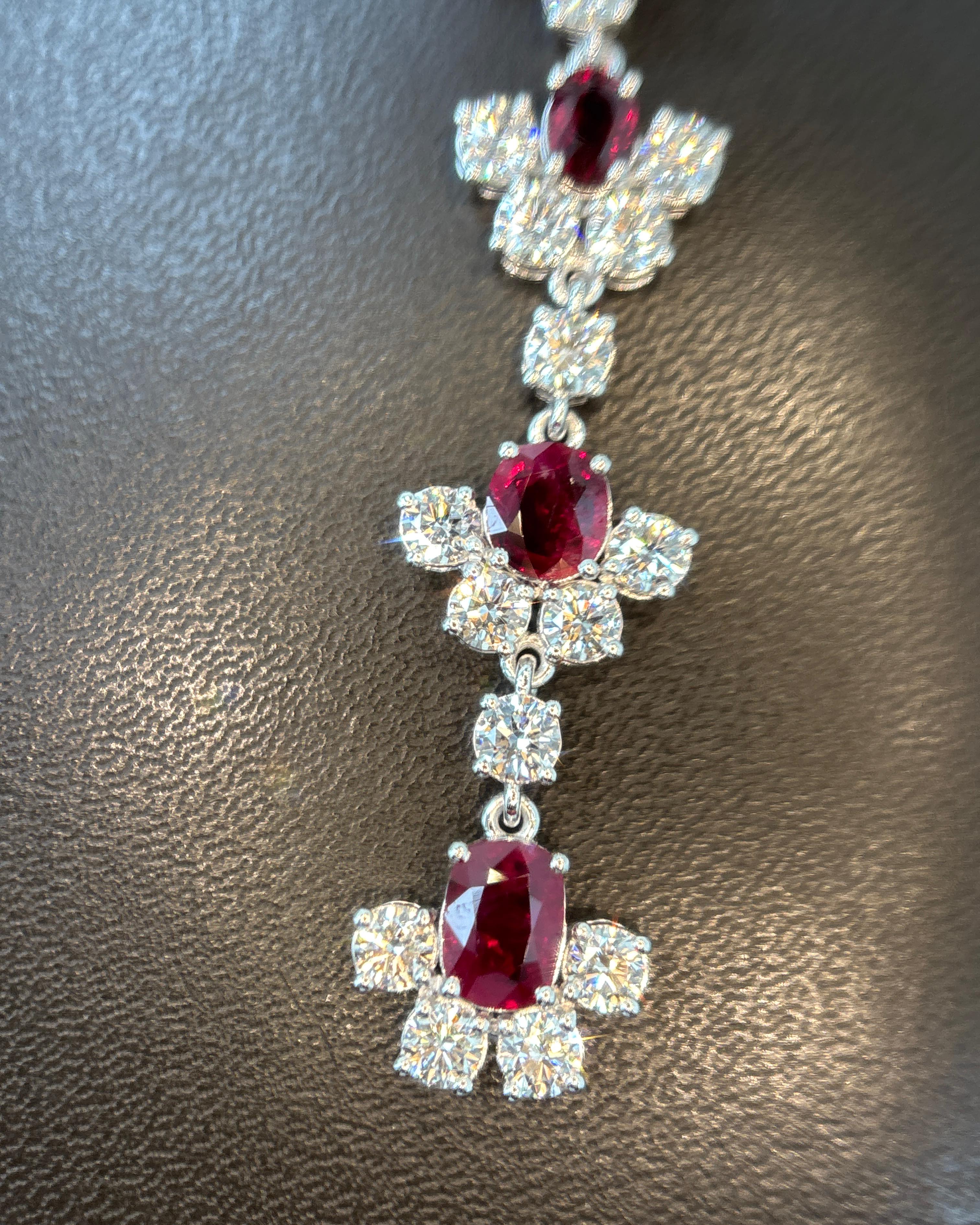 Pendientes de oro con diamante rubí rojo vivo de Birmania sin calor de 5,32 quilates certificado por GIA en venta 2