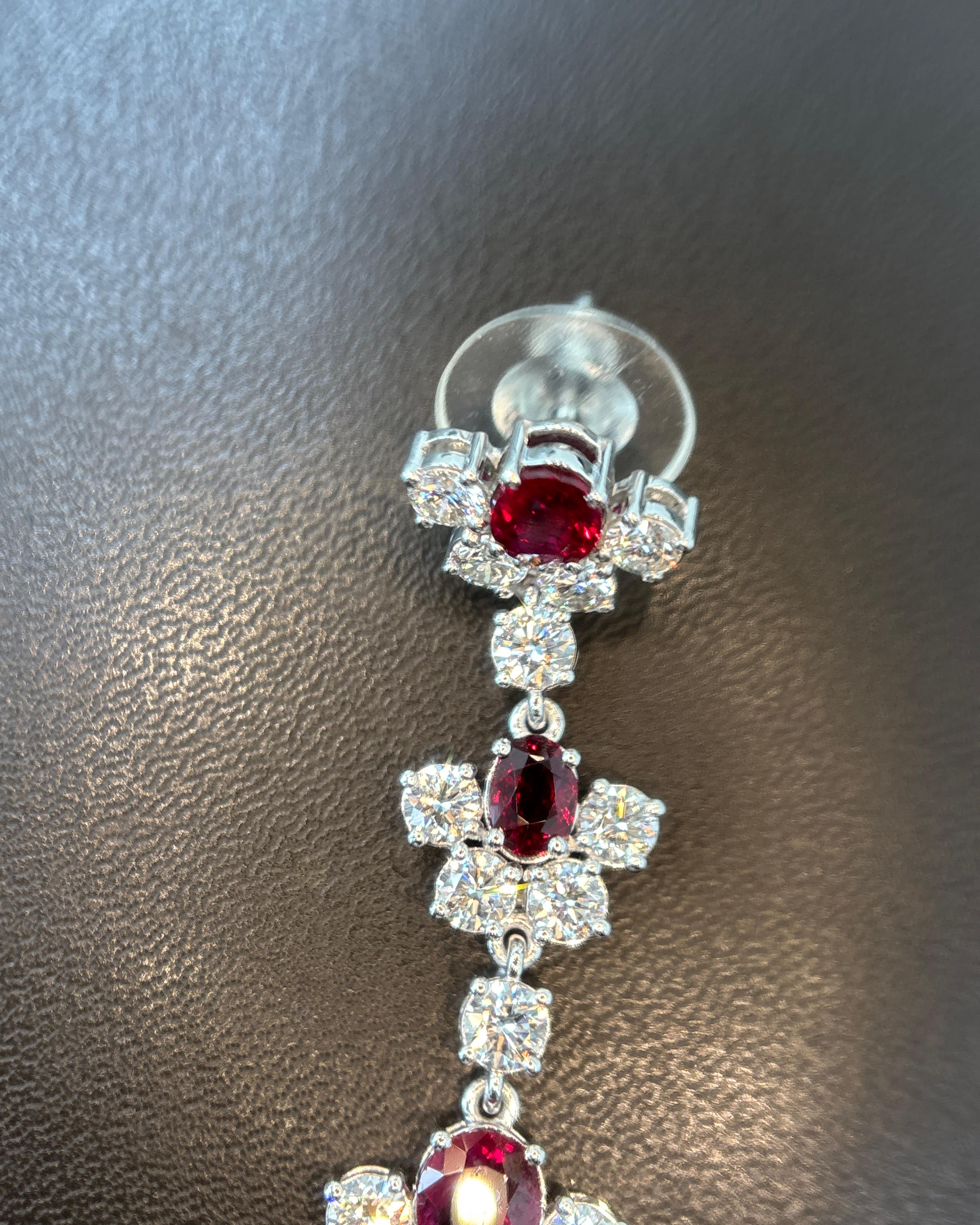 Pendientes de oro con diamante rubí rojo vivo de Birmania sin calor de 5,32 quilates certificado por GIA en venta 3