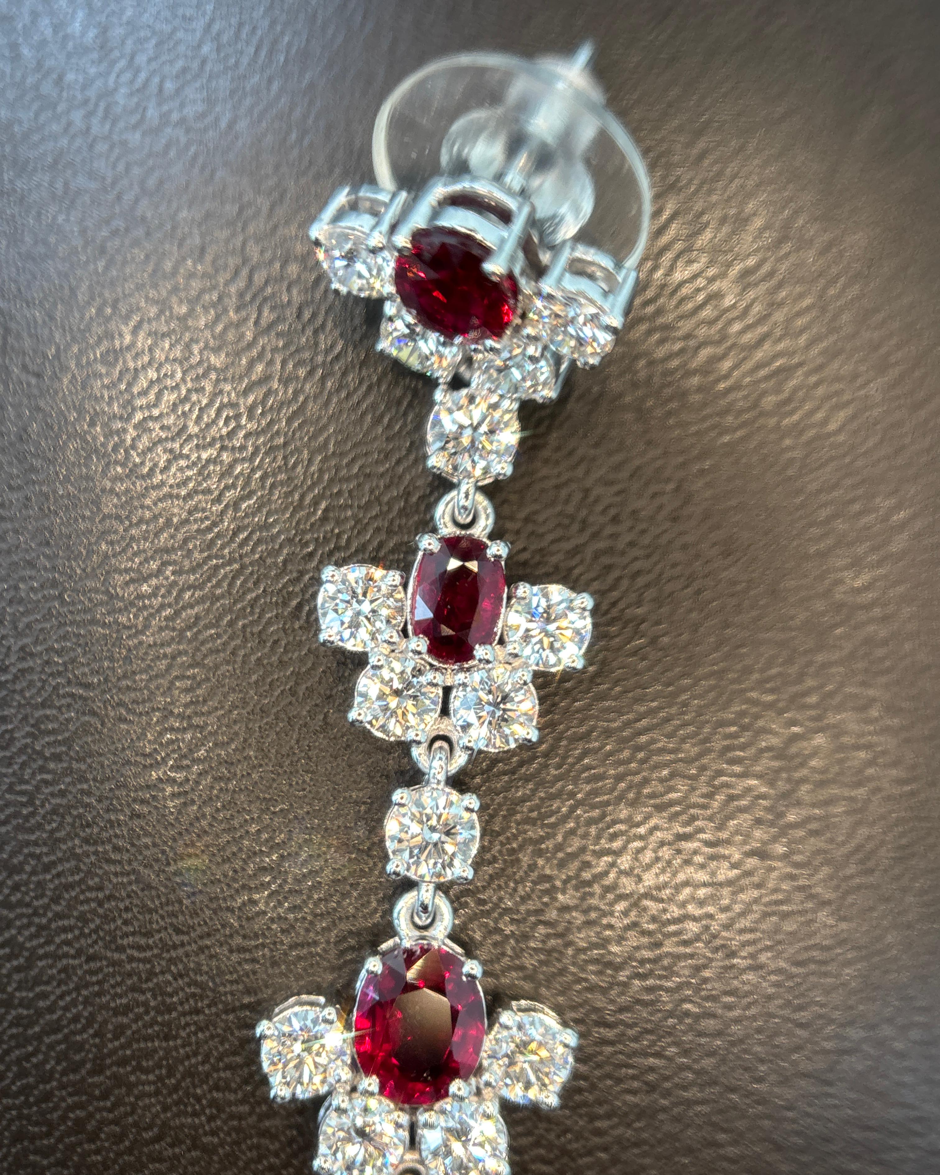 Pendientes de oro con diamante rubí rojo vivo de Birmania sin calor de 5,32 quilates certificado por GIA en venta 4