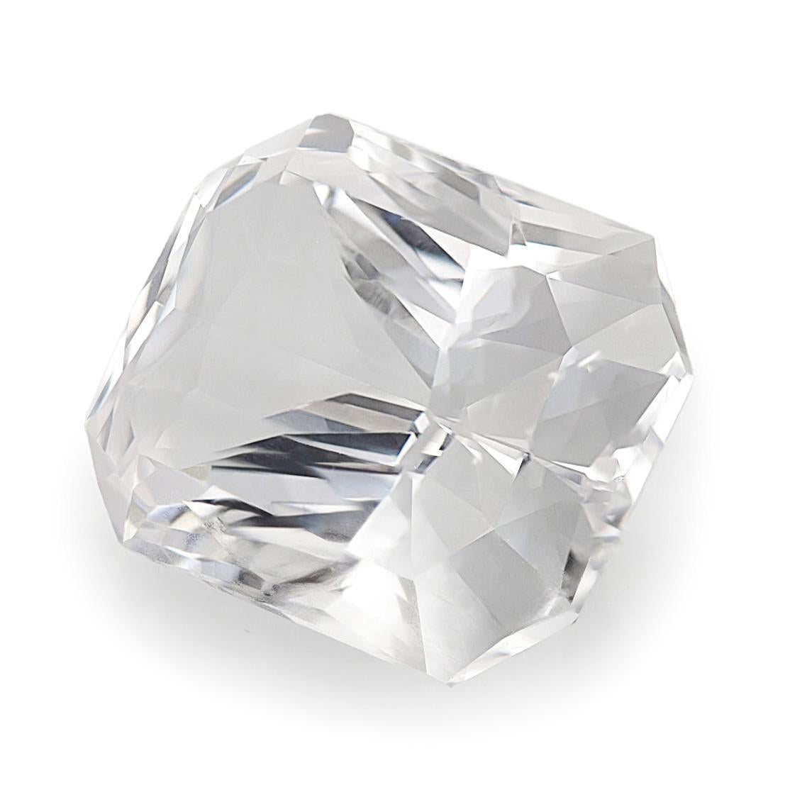 Brilliant Cut GIA Certified 5.33 Carats Unheated White Sapphire For Sale