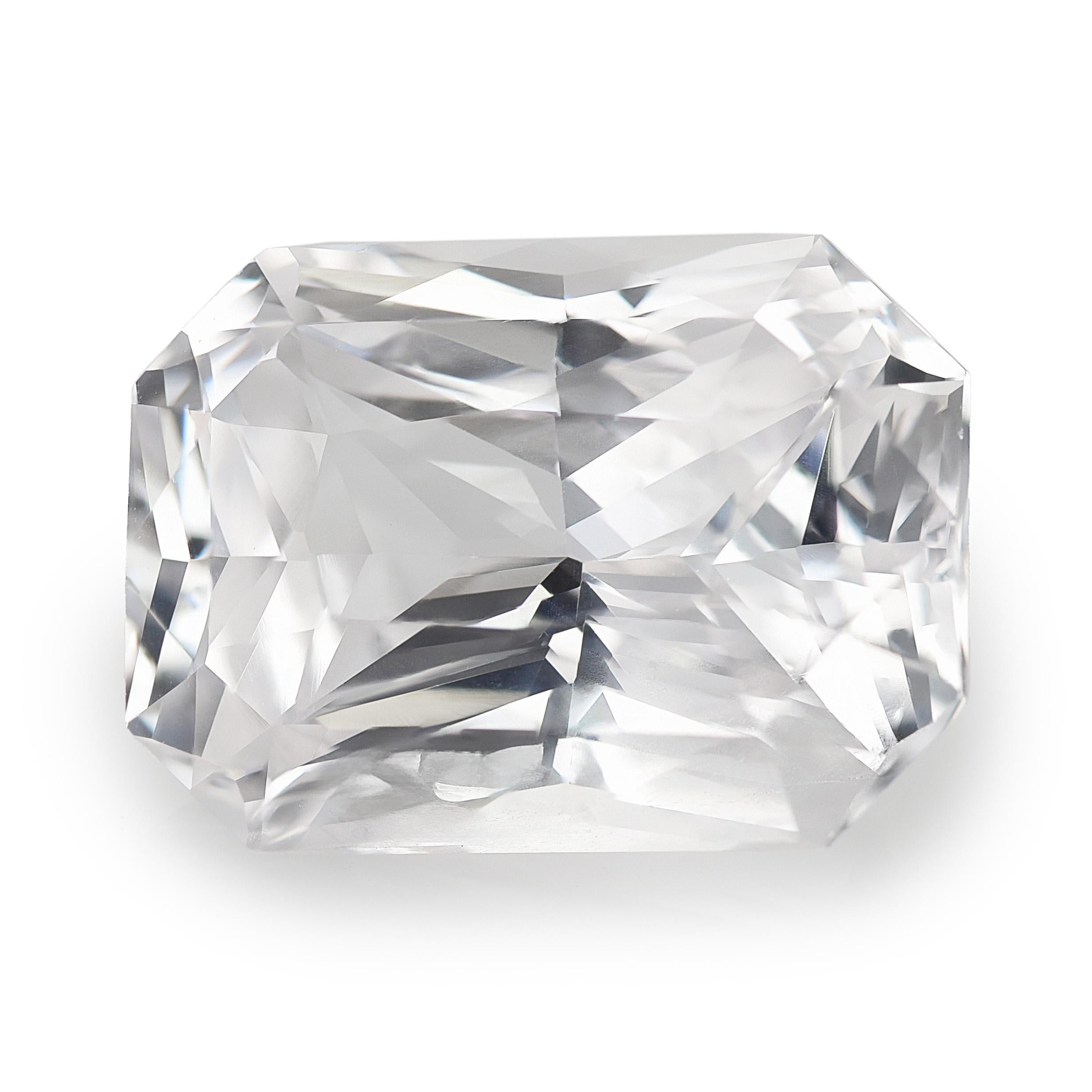 Women's or Men's GIA Certified 5.33 Carats Unheated White Sapphire For Sale
