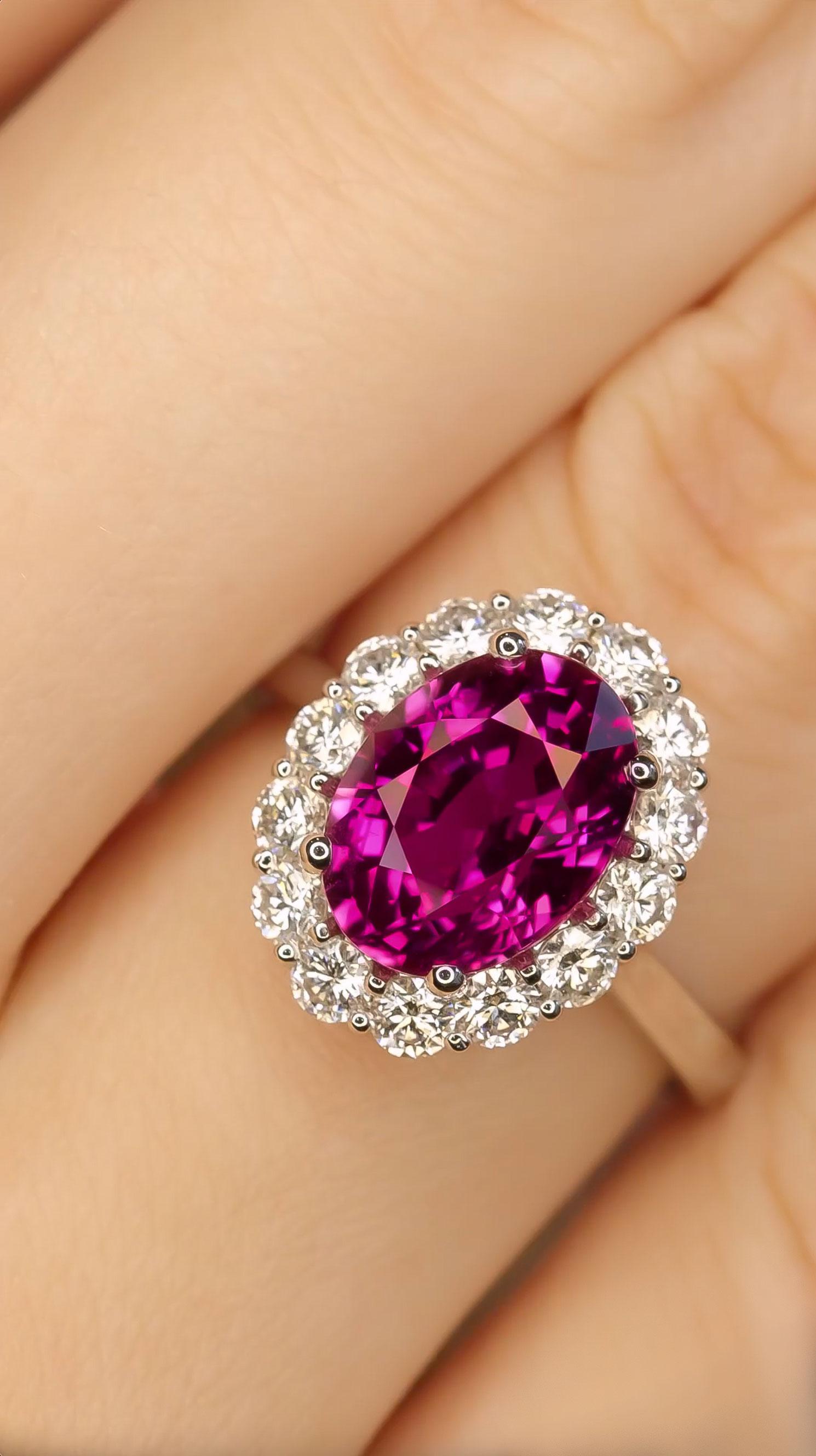 GIA-zertifizierter 5,34 Karat Madagaskar rosa Saphir-Diamant-Ring aus 18k Weißgold Damen
