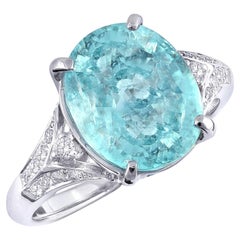 GIA Certified 5.34 Carat Natural Mozambique "Paraiba"-Type Tourmaline 18KWG Ring