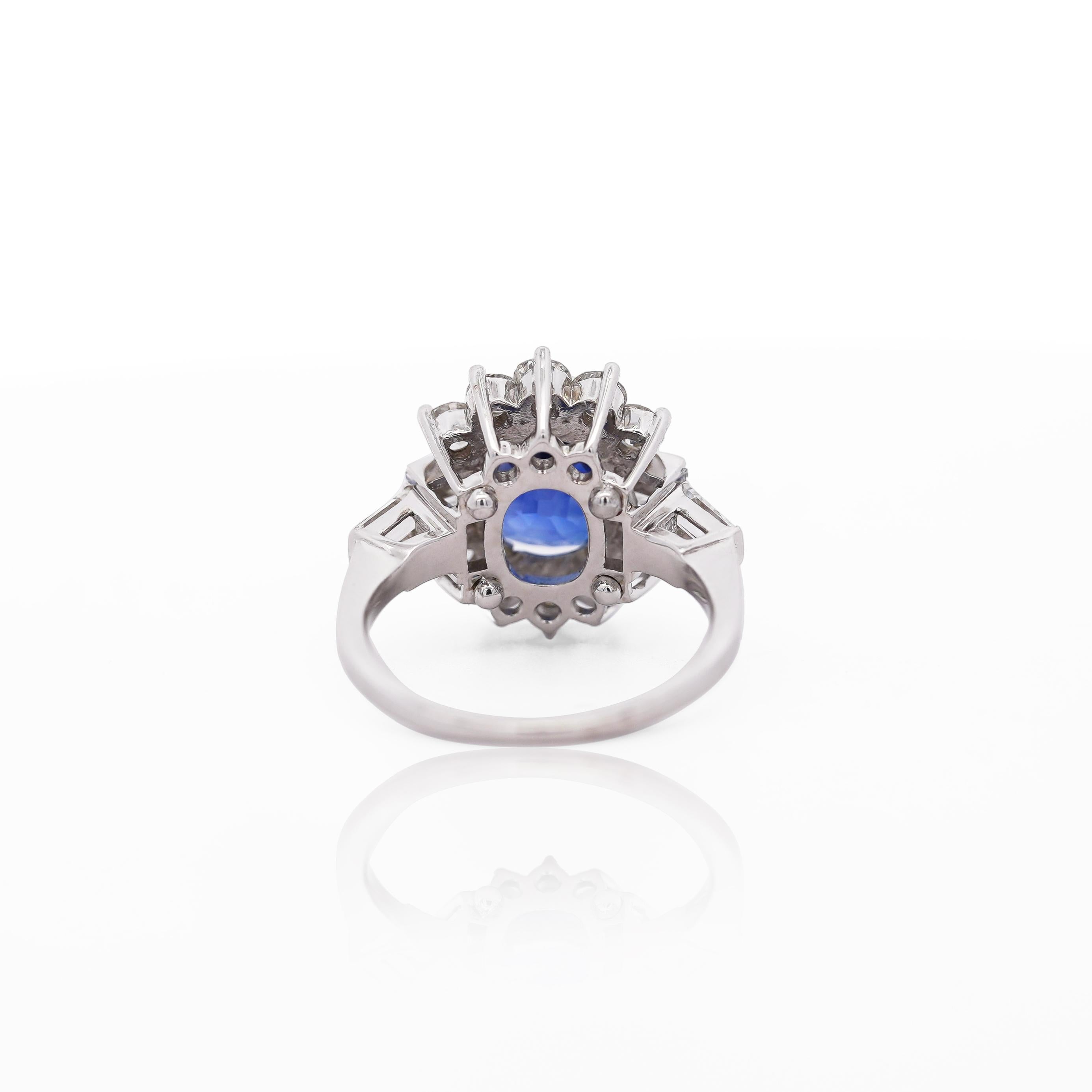 GIA Certified 5.35 Carat Cushion Cut Burma Sapphire Vintage Ring For Sale 1