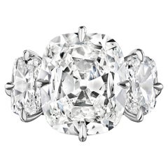 Bague à diamant coussin de 5,36 carats de forme allongée, certifiée GIA