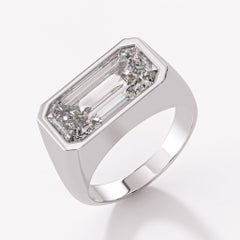 GIA Certified 5.36 Carat Emerald Cut Diamond East West Bezel Unisex Ring