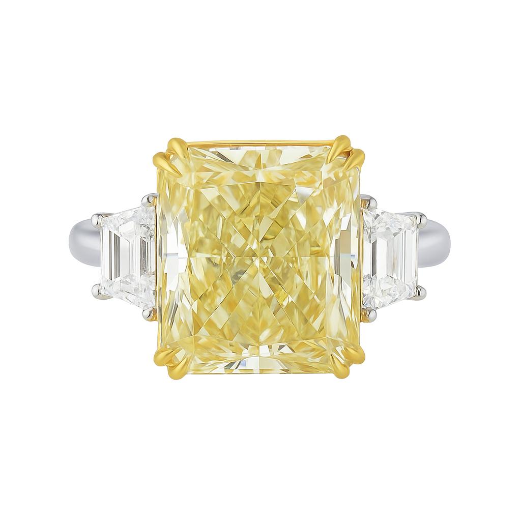 GIA Certified 5 Carat Fancy Intense Yellow Diamond Ring In New Condition For Sale In Chicago, IL