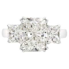 GIA Certified 5.39 Carats Radiant Cut Diamond Three-Stone Engagement Ring