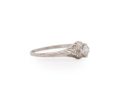 GIA Certified .54 Carat Art Deco Diamond Platinum Engagement Ring