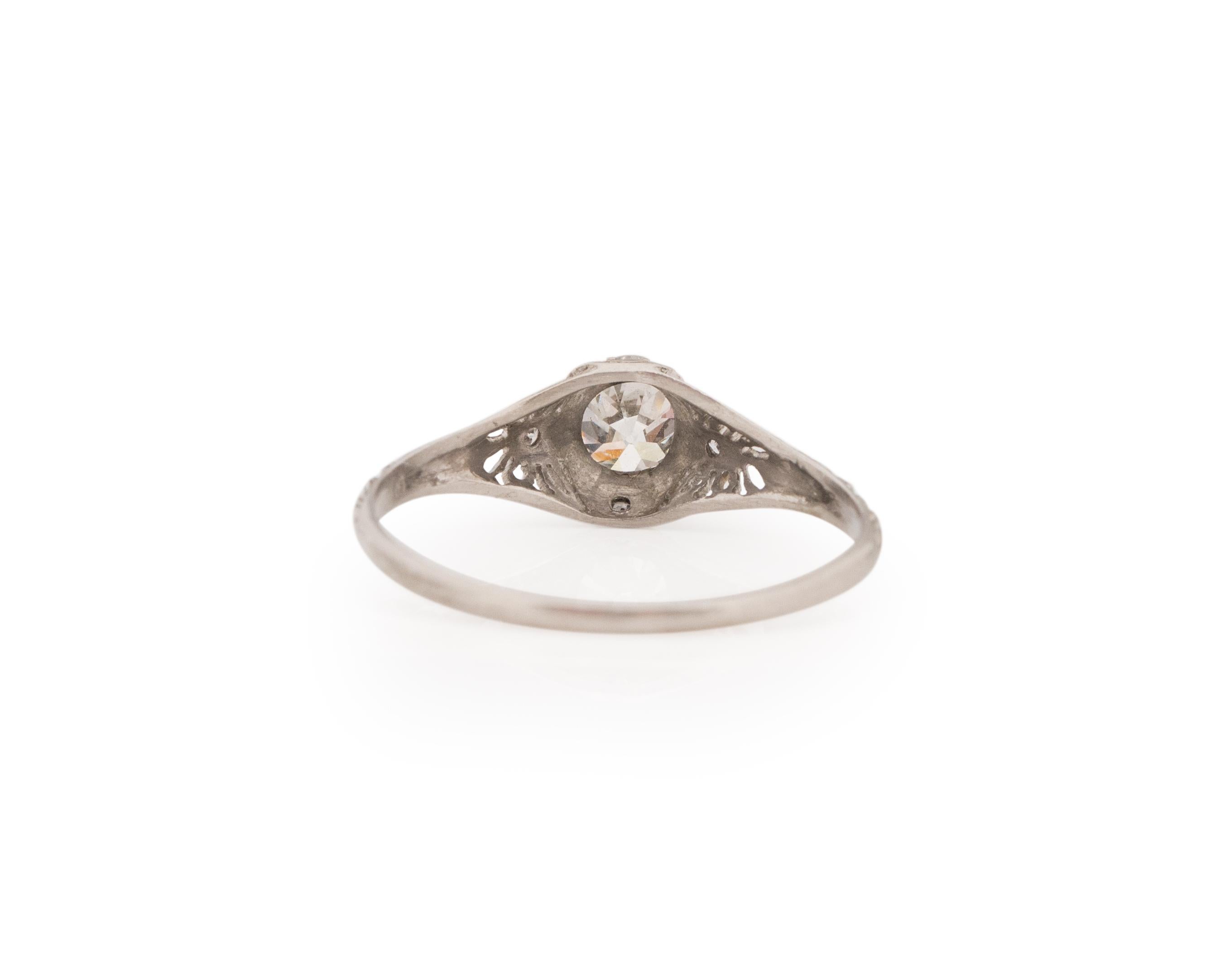 GIA Certified .54 Carat Art Deco Diamond Platinum Engagement Ring In Good Condition For Sale In Atlanta, GA