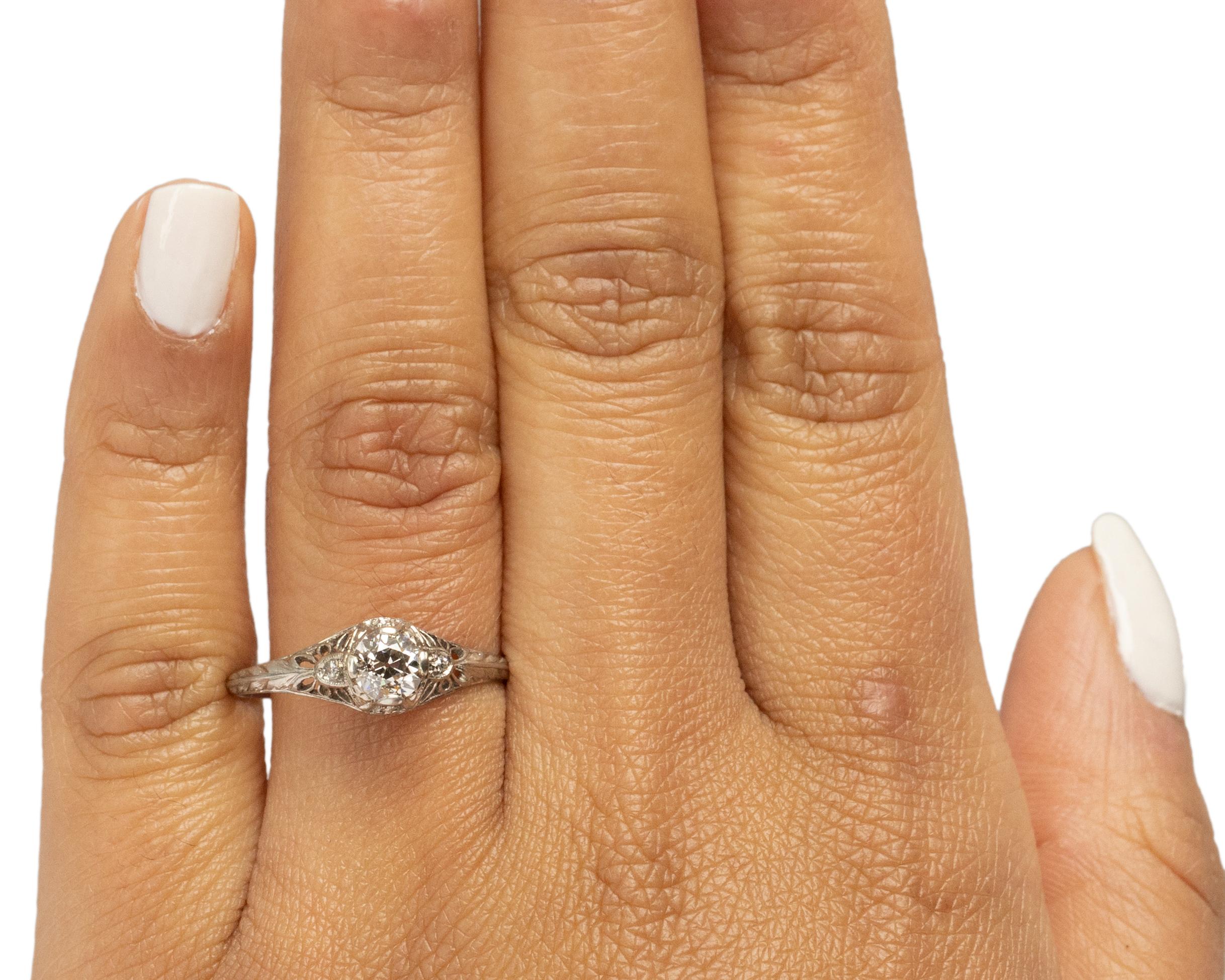 Women's GIA Certified .54 Carat Art Deco Diamond Platinum Engagement Ring For Sale