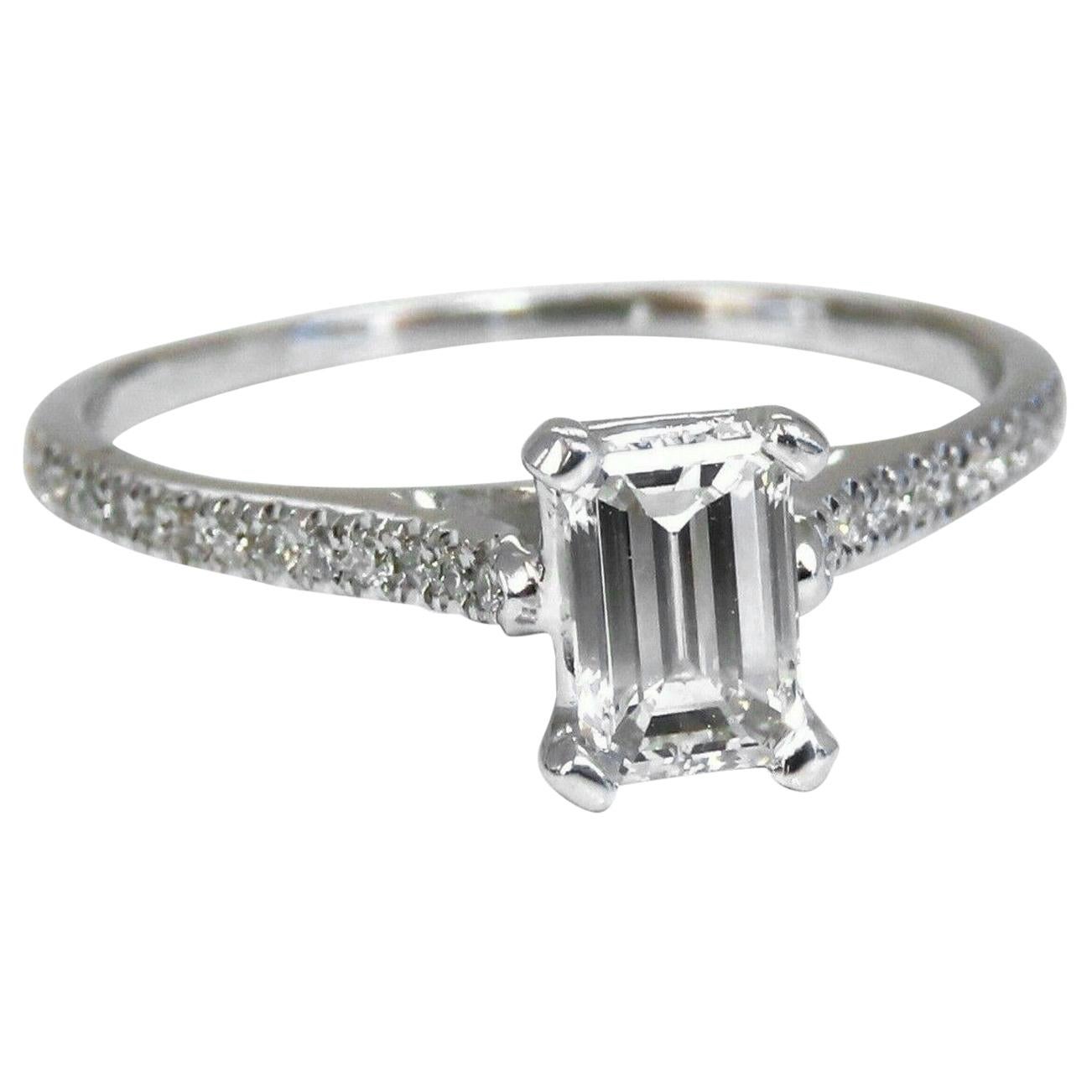 GIA zertifiziert .54 Karat Smaragdschliff Diamantring 18 Karat* im Angebot