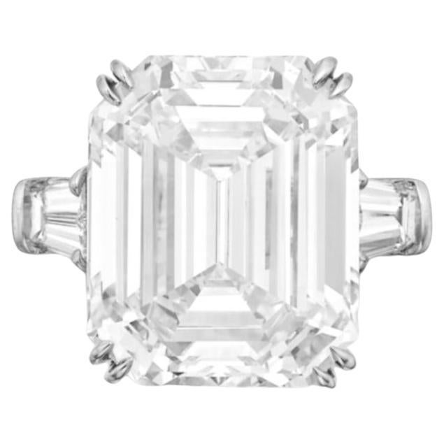 Contemporary GIA Certified 5.40 Carat Emerald  Cut Diamond Engagement Platinum Ring For Sale