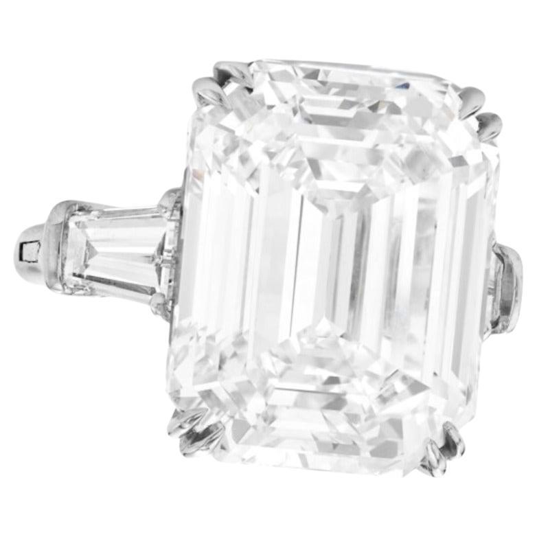 GIA Certified 5.40 Carat Emerald  Cut Diamond Engagement Platinum Ring For Sale