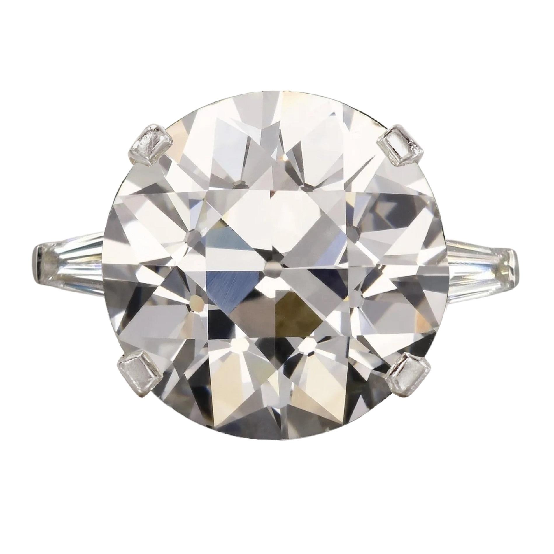GIA Certified 5.40 Carat Old Mine Cut Diamond Impressive Ring For Sale