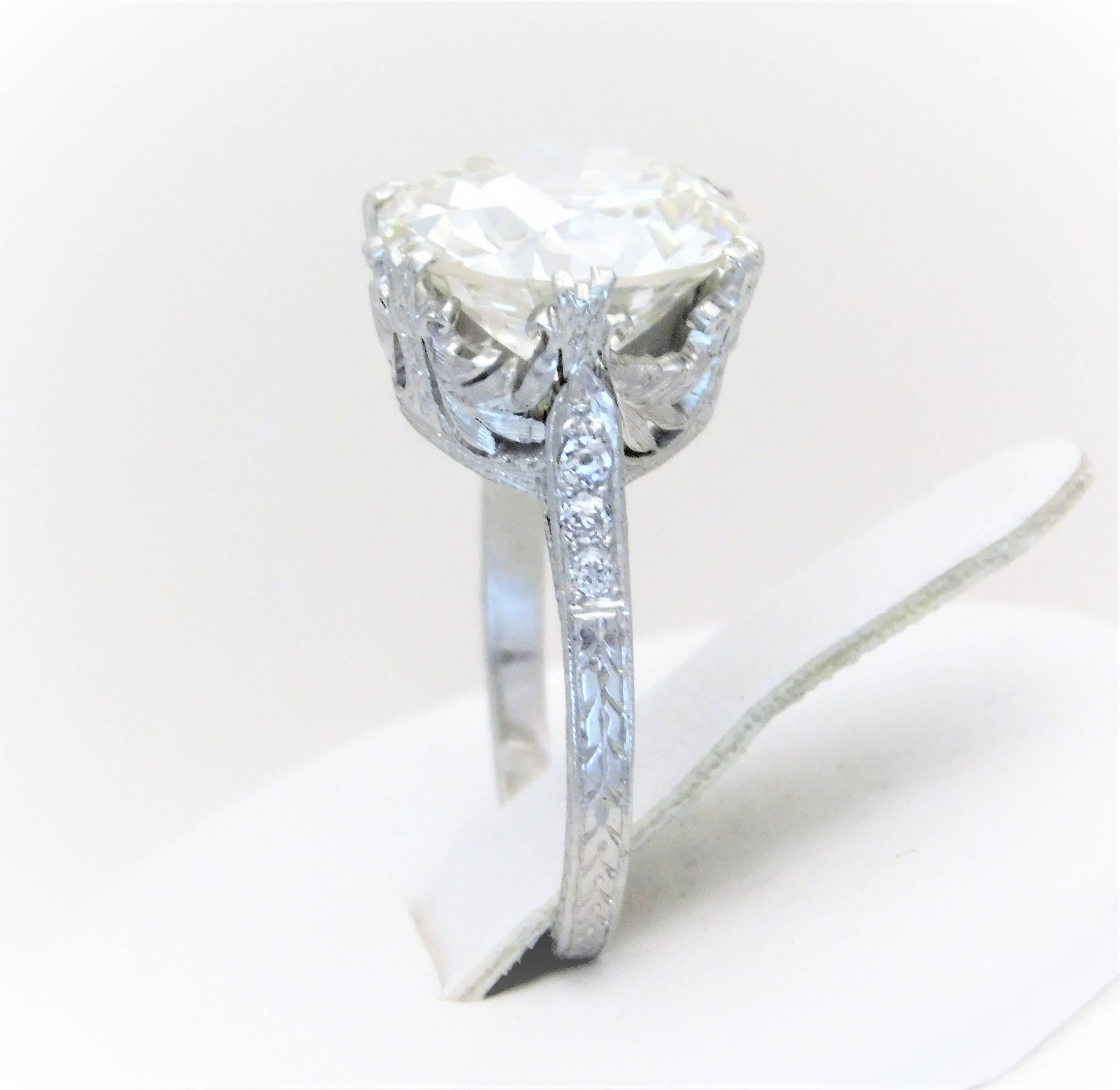 GIA Certified 5.41 Carat Art Deco Platinum Engagement Ring, circa 1930 8