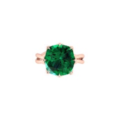 GIA Certified 5.42 Carat Emerald Cushion Cut in 18 Karat Rose Gold Cocktail Ring