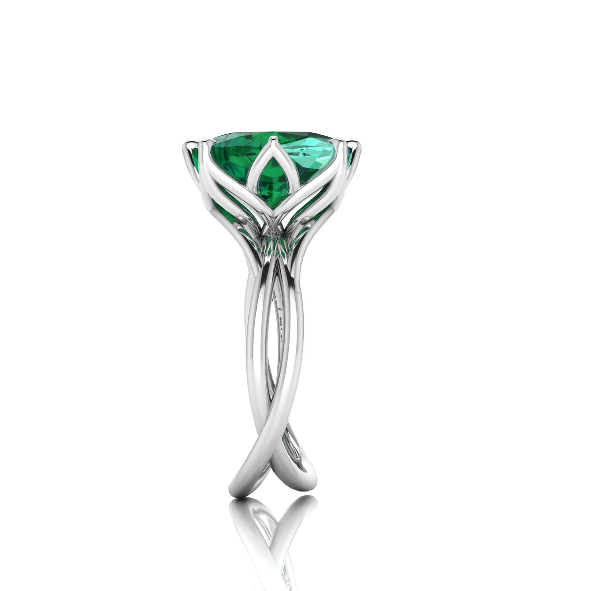 GIA Certified 5.42 Carat Emerald Cushion Cut Platinum 950 Cocktail Ring In New Condition In New York, NY