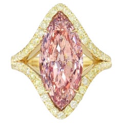 GIA Certified 5.43 Carat Marquise Cut Pink Diamond Ring