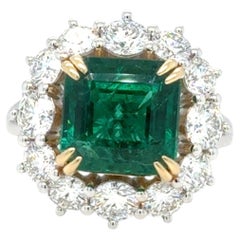 GIA Certified 5.44 Carat Emerald GIA Certified Diamond Cocktail Ring