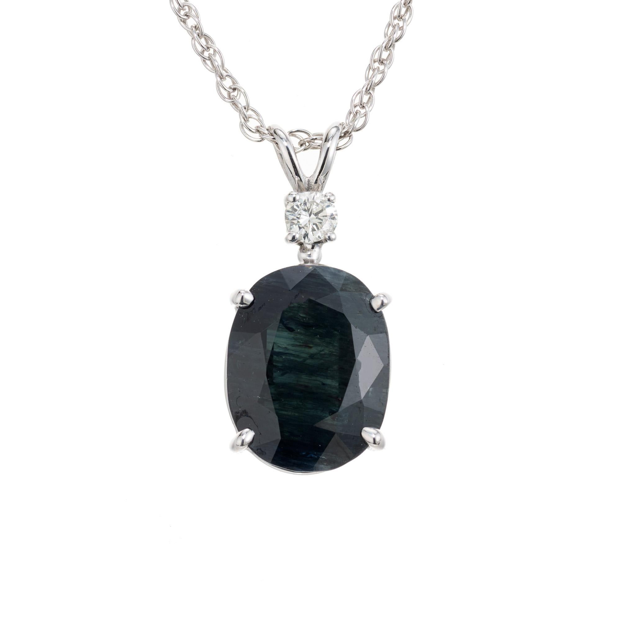 Women's GIA Certified 5.44 Carat Oval Sapphire Diamond Pendant Necklace For Sale