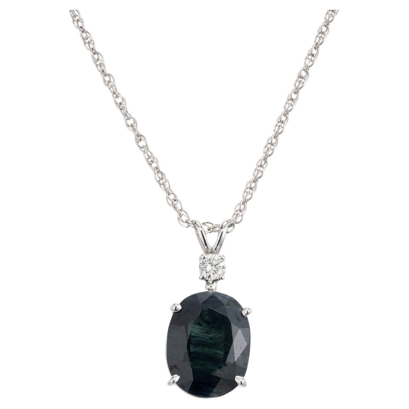 GIA Certified 5.44 Carat Oval Sapphire Diamond Pendant Necklace For Sale