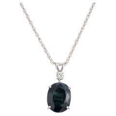 GIA Certified 5.44 Carat Oval Sapphire Diamond Pendant Necklace