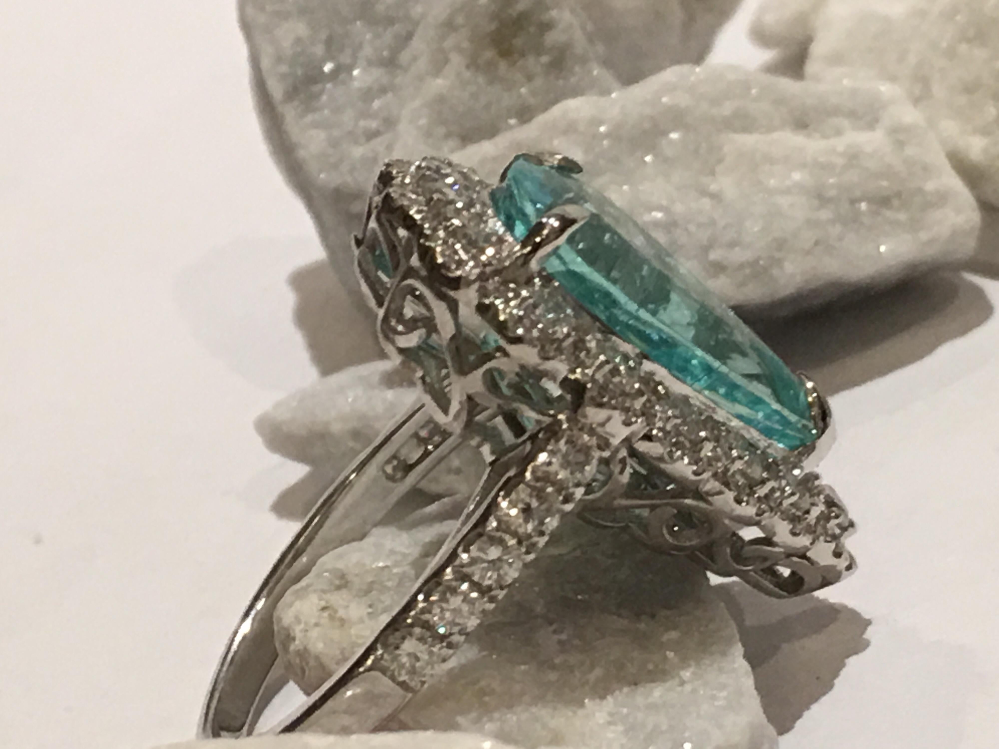 GIA Certified 5.44 Carat Paraiba Tourmaline Ring For Sale 4