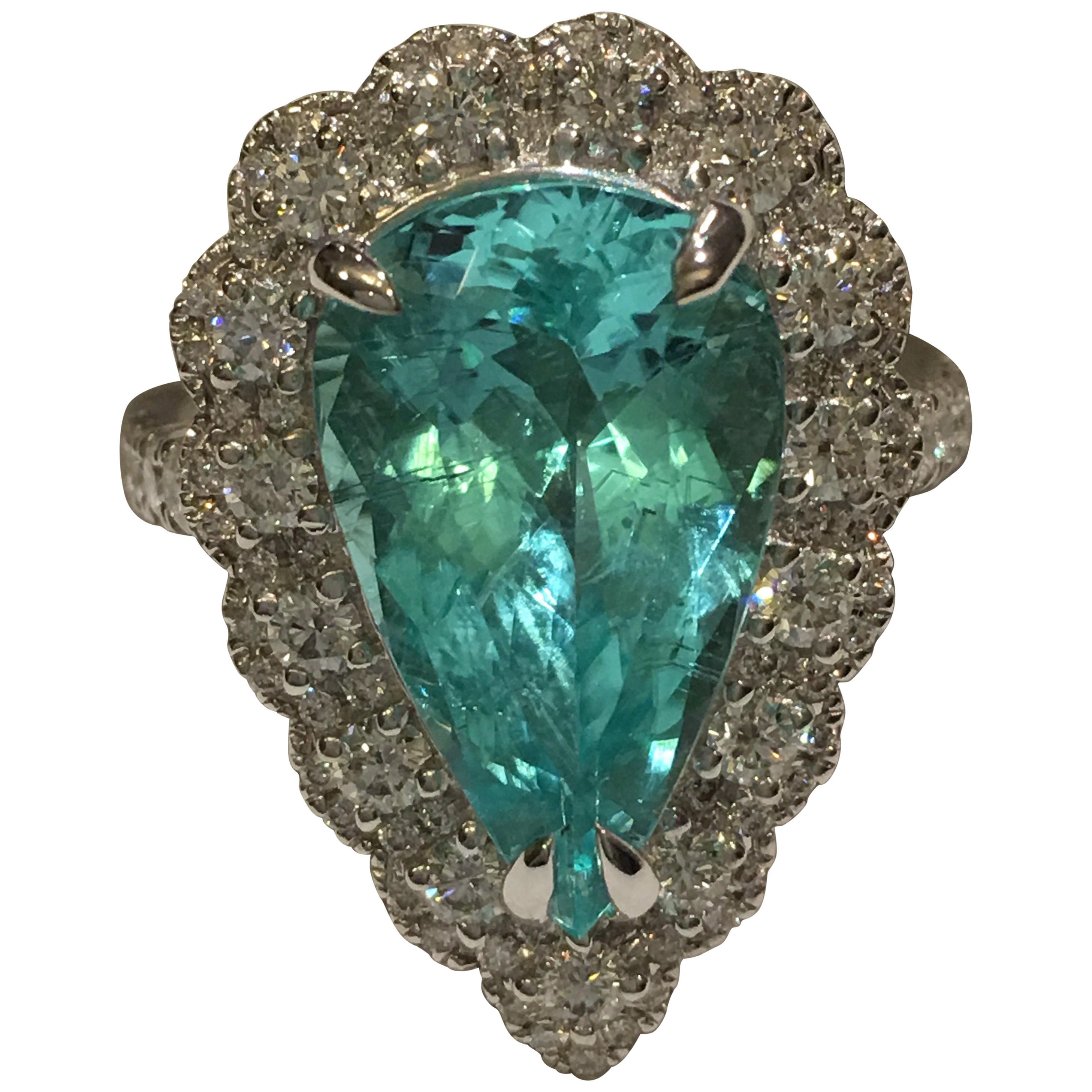 GIA Certified 5.44 Carat Paraiba Tourmaline Ring For Sale