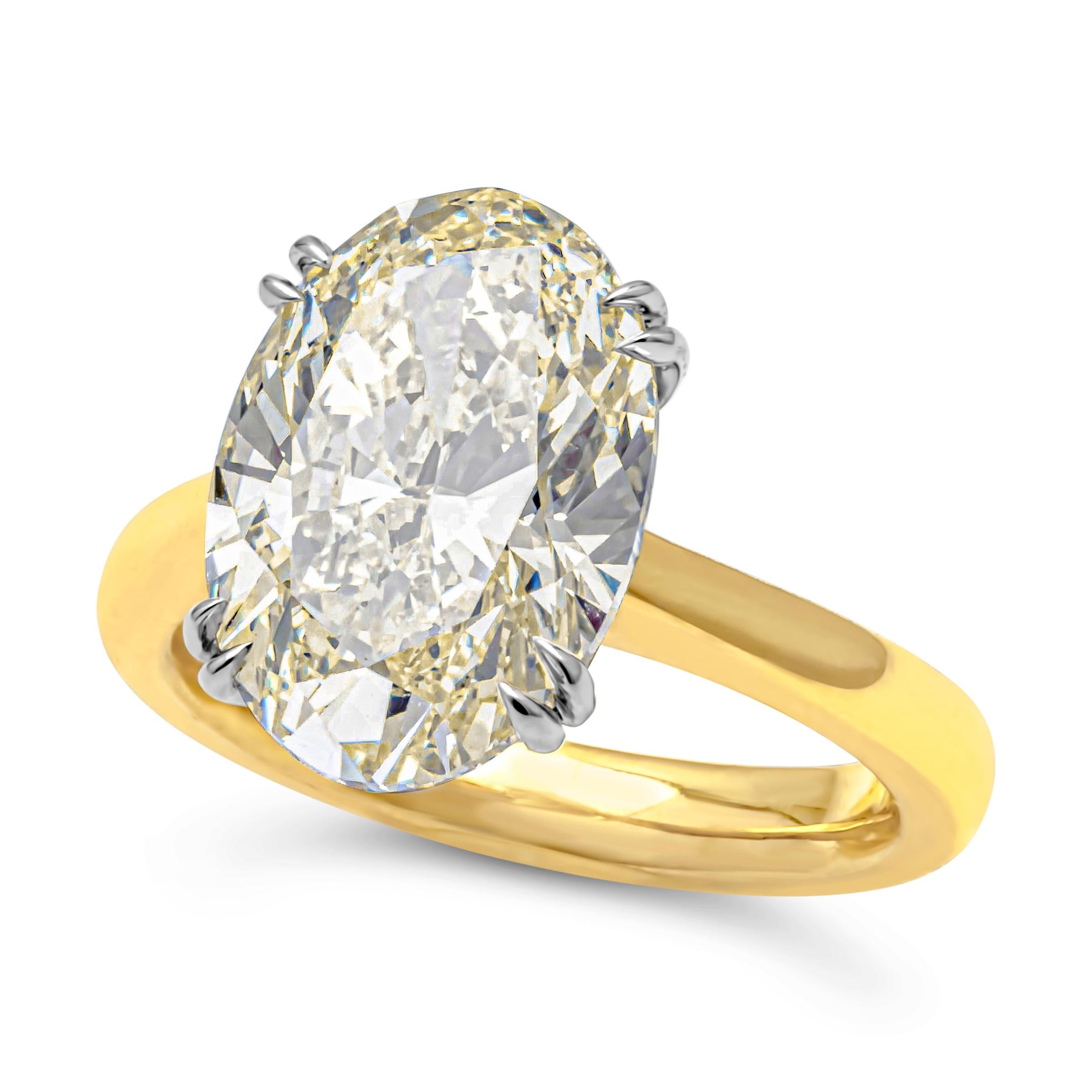 Contemporain Bague de fiançailles solitaire à diamant ovale de 5,47 carats certifiée GIA en vente