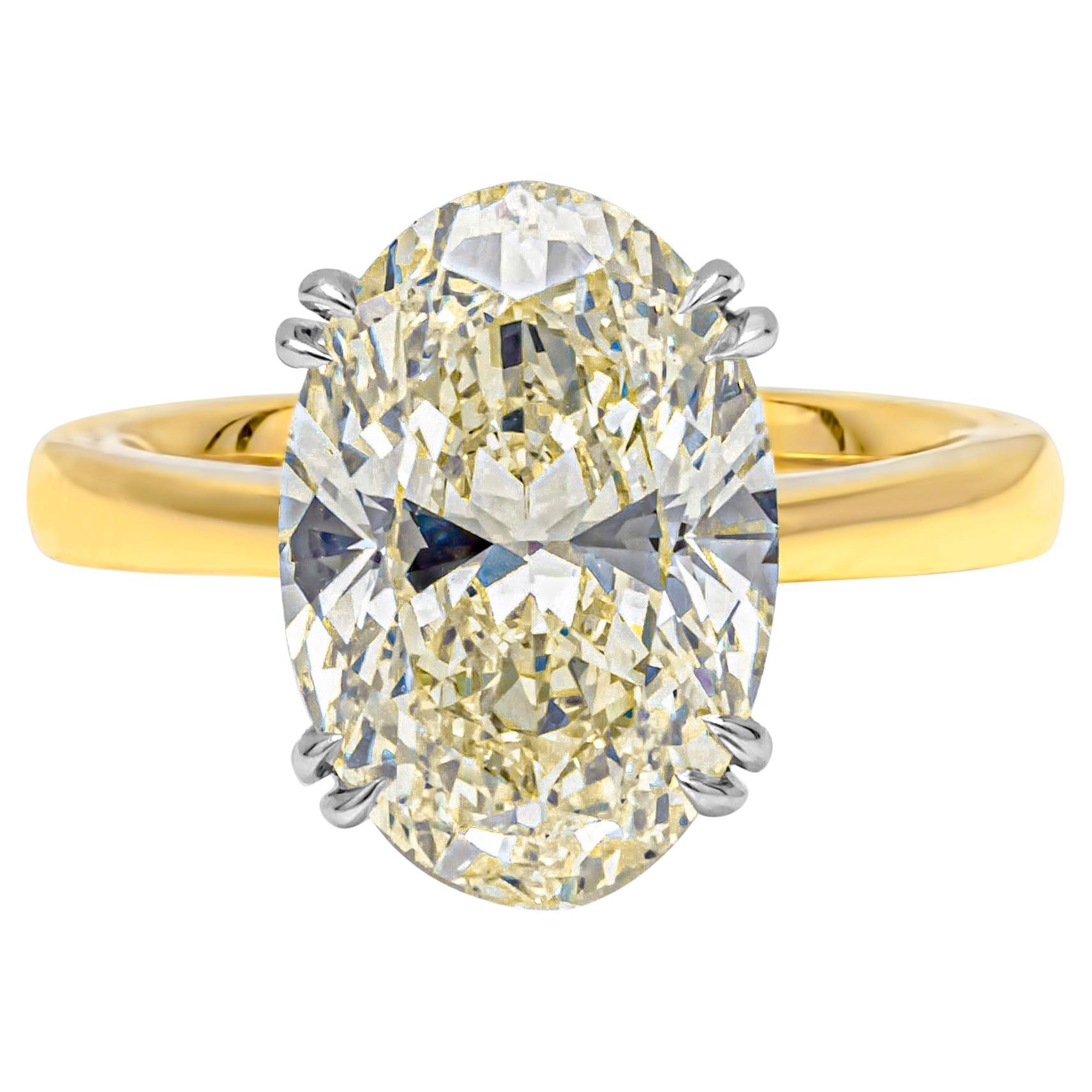 Bague de fiançailles solitaire à diamant ovale de 5,47 carats certifiée GIA