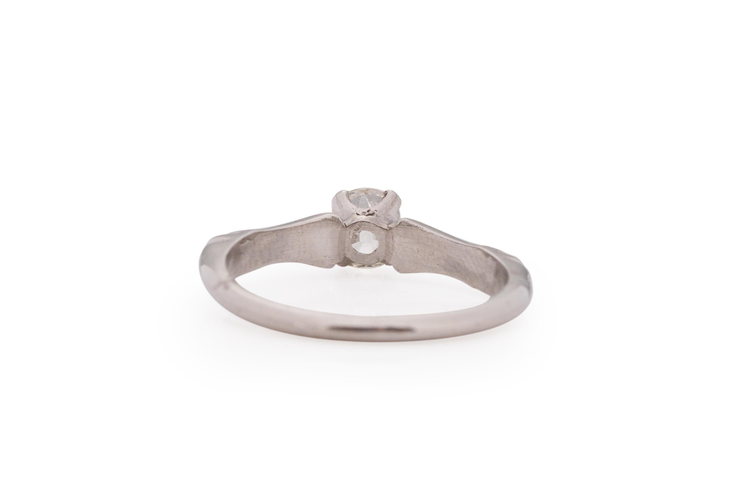 Antique Cushion Cut GIA Certified .55 Carat Art Deco Diamond Palladium Engagement Ring For Sale