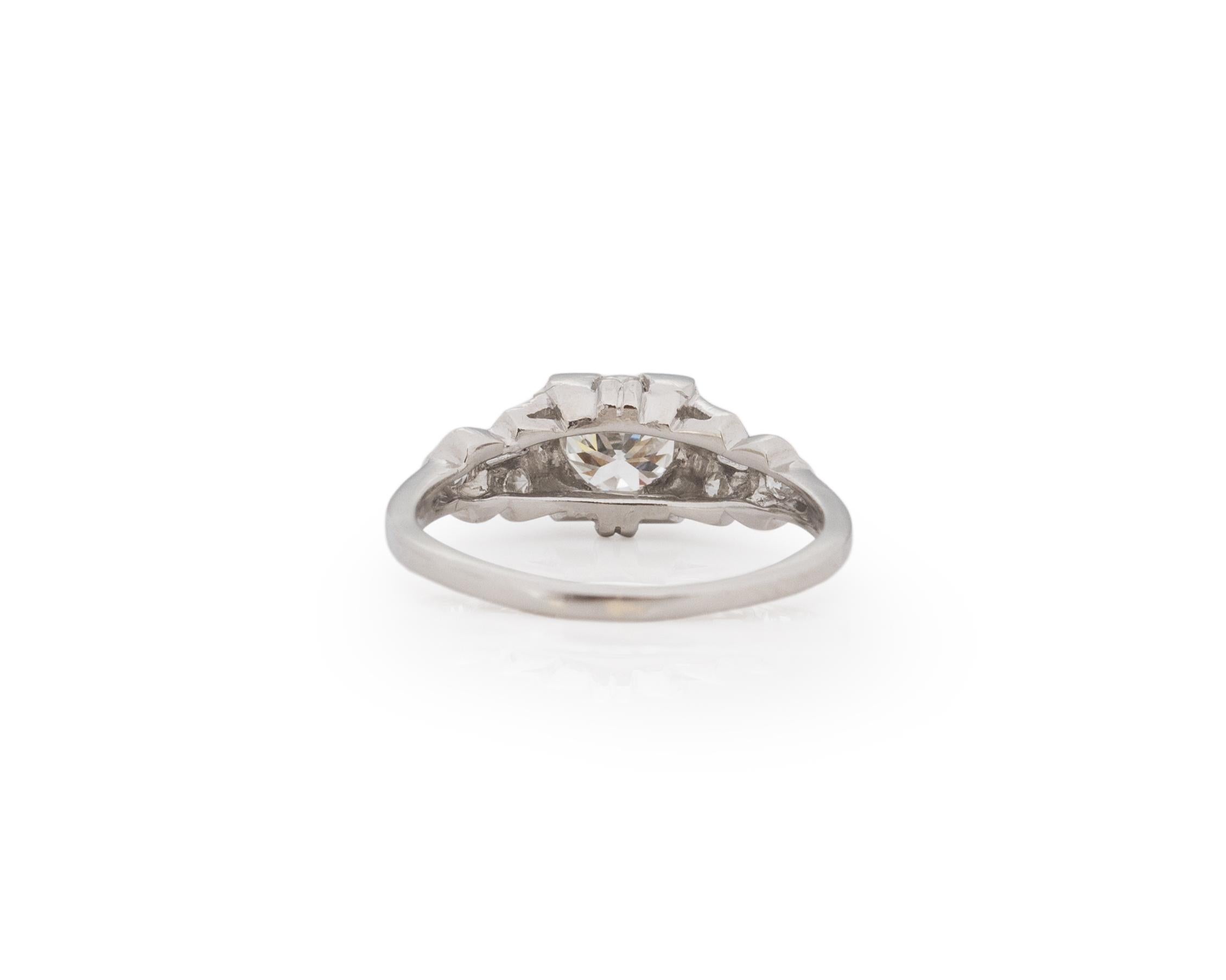 GIA Certified .55 Carat Art Deco Diamond Platinum Engagement Ring In Good Condition For Sale In Atlanta, GA