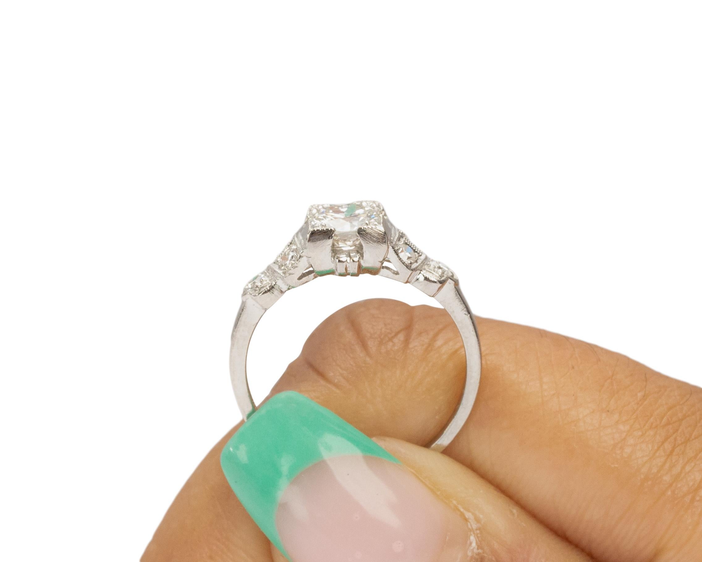 GIA Certified .55 Carat Art Deco Diamond Platinum Engagement Ring For Sale 3