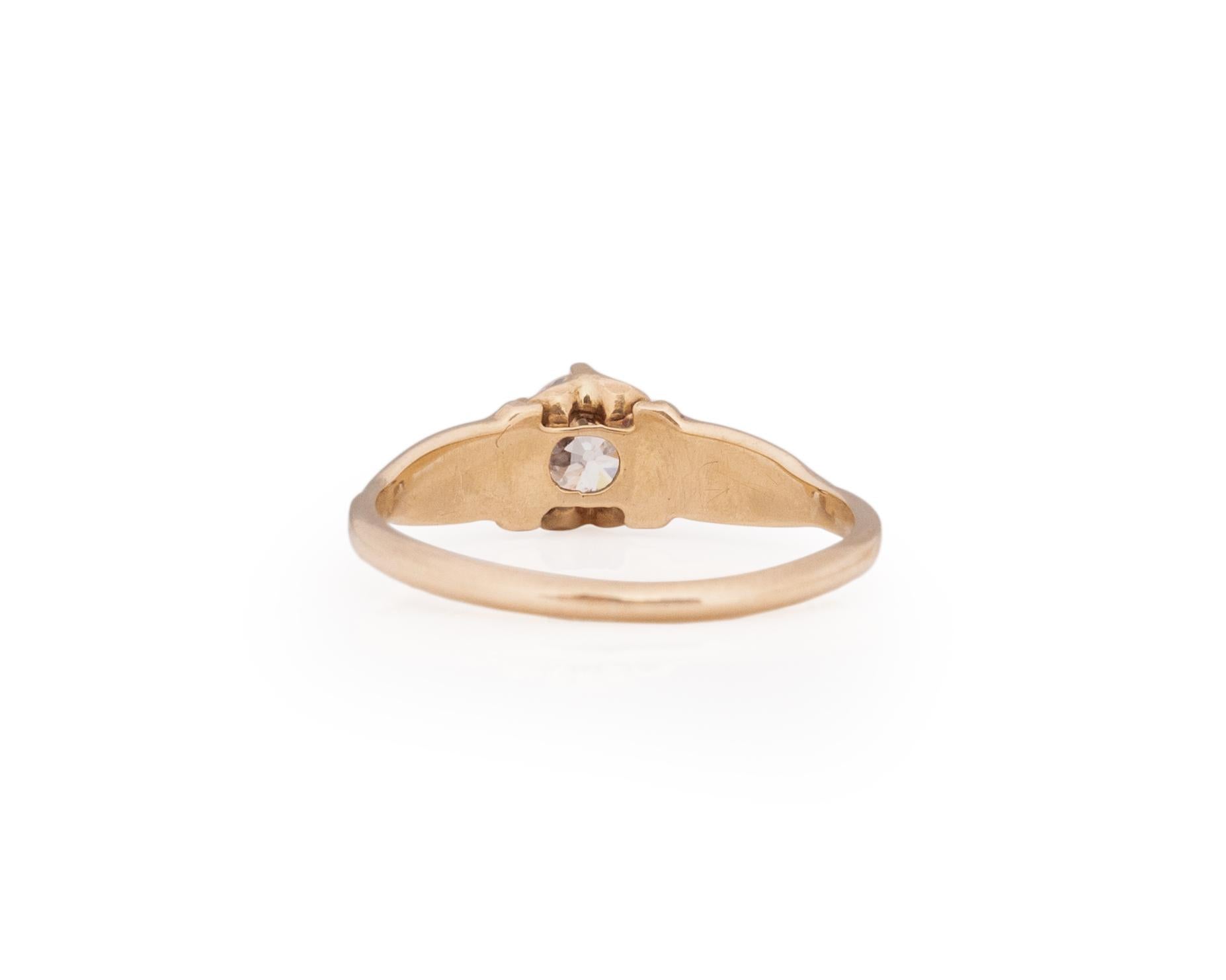 Women's GIA Certified .55 Carat Edwardian 14 Karat Yellow Gold Engagement Ring For Sale