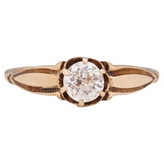 GIA Certified .55 Carat Edwardian 14 Karat Yellow Gold Engagement Ring