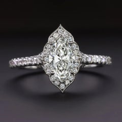 GIA Certified .55 Carat Marquise Shape Diamond Engagement 14K Gold Ring