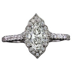 GIA Certified .55 Carat Marquise Shape Diamond Engagement Anello in oro 14K