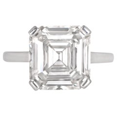 GIA Certified 5.50 Carat Large Asscher Cut Diamond Solitaire Ring in Platinum