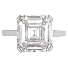 Anello solitario con diamante taglio Asscher grande da 5,50 carati certificato GIA in platino