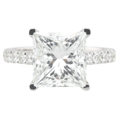 GIA Certified 5 Carat F Color VS2 Princess Cut Diamond Engagement Ring 