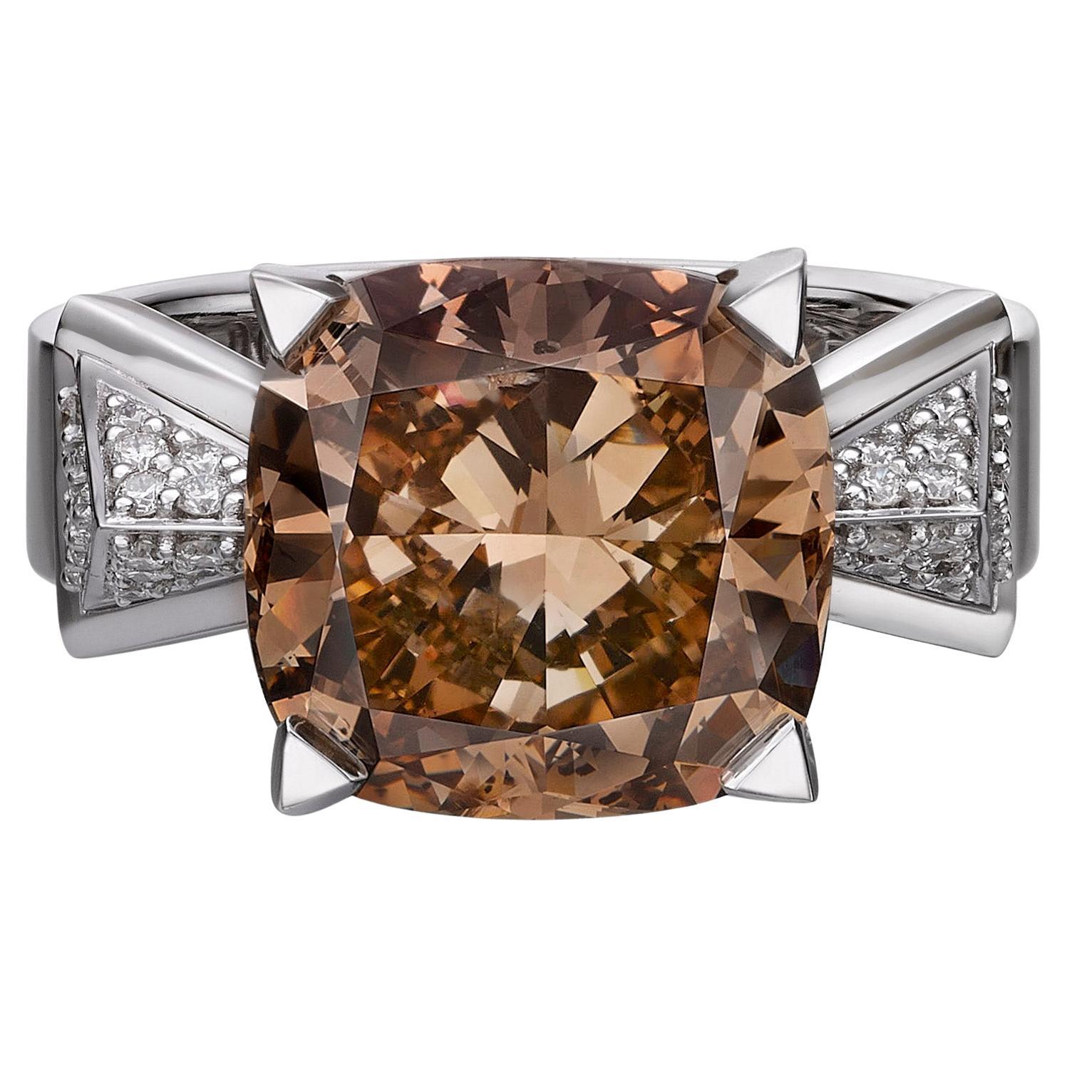 GIA Certified 5.50 Carat Fancy Dark Orangy Brown Diamond Ring For Sale