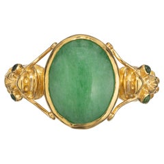 GIA Certified 5.50 Carat Oval Jade Yellow Gold Ring