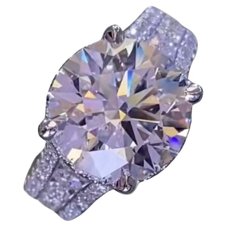 GIA Certified 5.50 Cts G/SI1 Round Natural Diamonds Wedding Ring 18K White Gold en vente