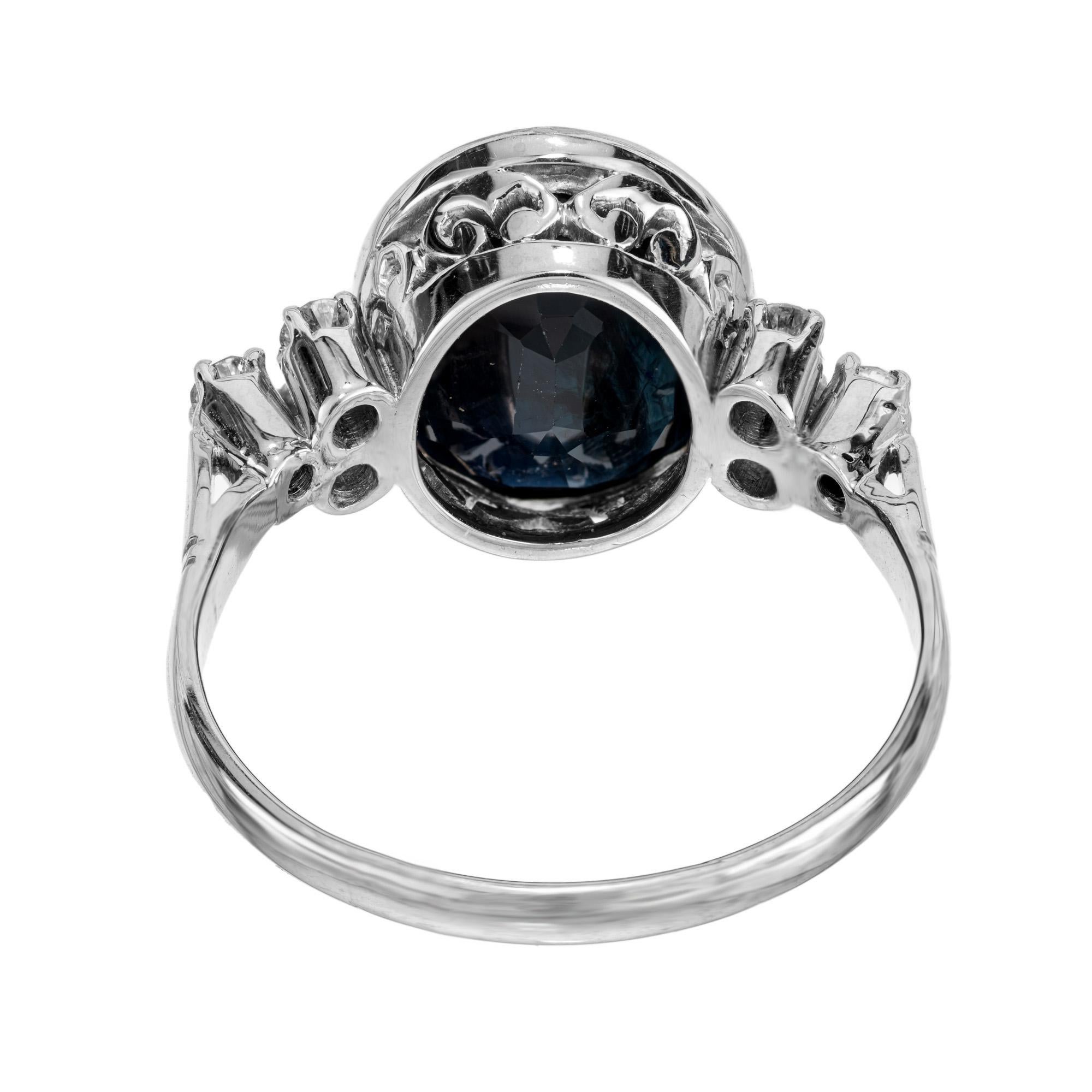 GIA Certified 5.51 Carat Sapphire Diamond Platinum Engagement Ring  For Sale 1