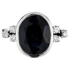 GIA Certified 5.51 Carat Sapphire Diamond Platinum Engagement Ring 