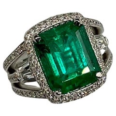 GIA Certified 5.51Ct Colombian Emerald Cut Emerald Ring (bague en émeraude colombienne certifiée GIA)