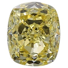 GIA Certified 5 Carat Fancy Yellow Cushion Diamond Ring