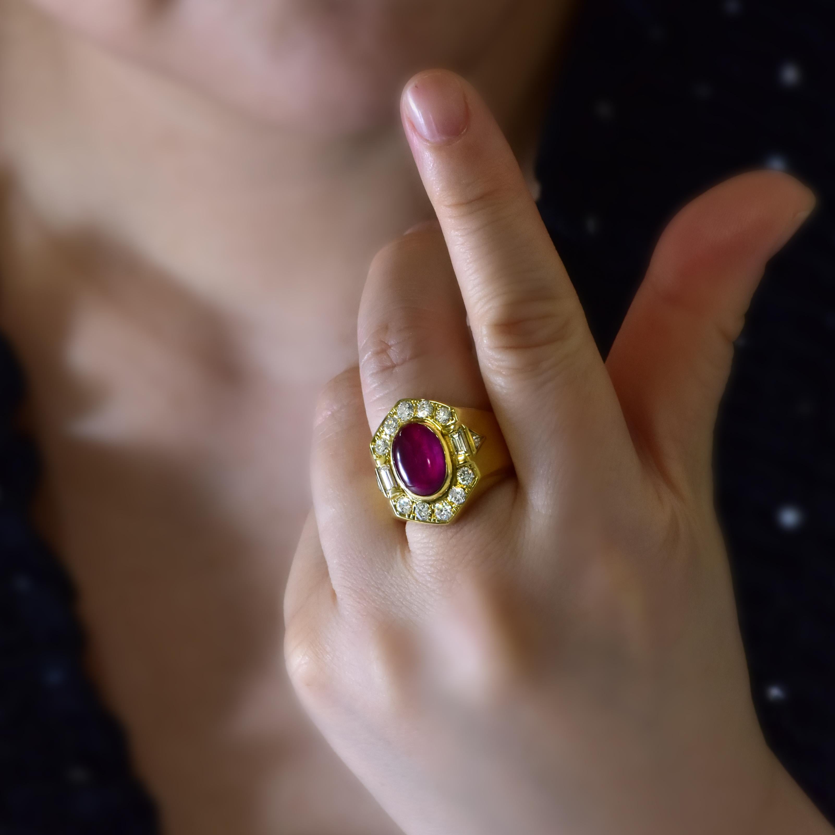GIA Certified 5.52 Carat Natural Burmese Ruby and Diamond Ring Made in 18K Gold For Sale 4