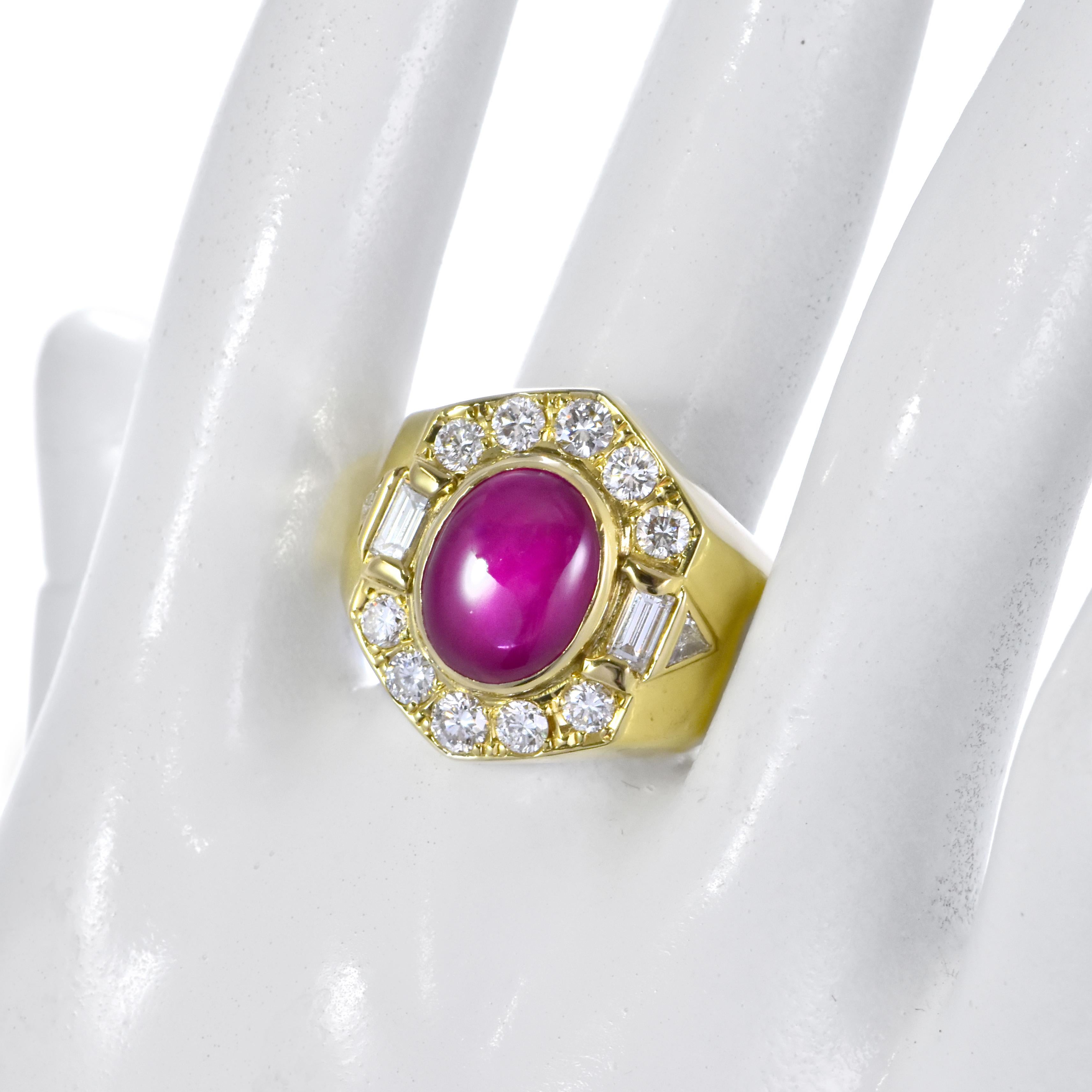 GIA Certified 5.52 Carat Natural Burmese Ruby and Diamond Ring Made in 18K Gold For Sale 7